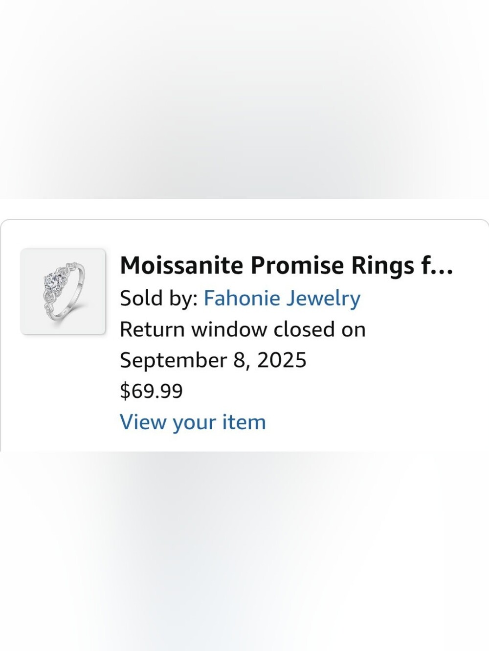 Fahonie Moissanite Women's 1CT D Color VVS1 Clarity, Round Cut Size 8 - Picture 8 of 8